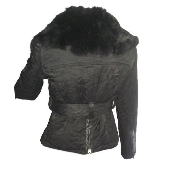 Bebe Nylon Rabbit Fur Collar Down Jacket Coat S - Picture 7 of 15